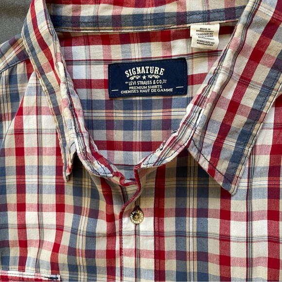 Levi’s Signature Button Up Shirt Short Sleeve Plaid Levi Strauss & Co Size XL - Picture 3 of 8